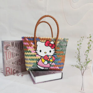 Gray color hand basket and bouquet kt