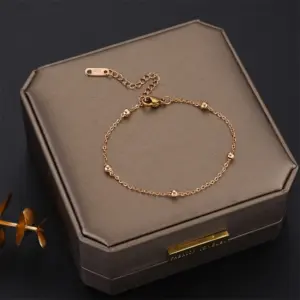 Wholesale Simple Style Round Titanium Steel Chain Bracelets 1 Piece