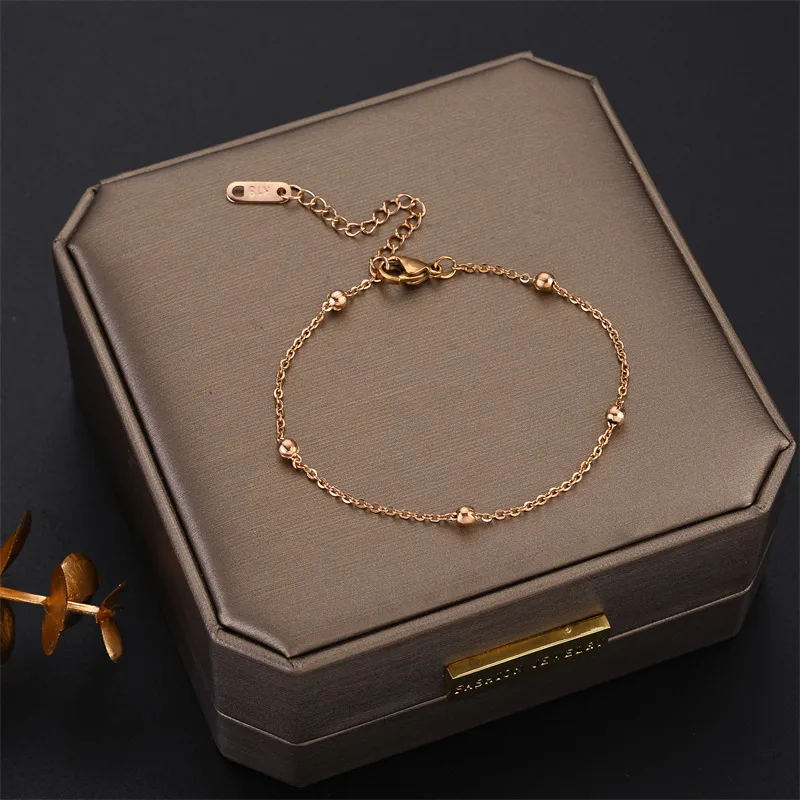 Wholesale Simple Style Round Titanium Steel Chain Bracelets 1 Piece
