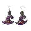 Wholesale Halloween Wizard Hat Wooden Retro Earrings