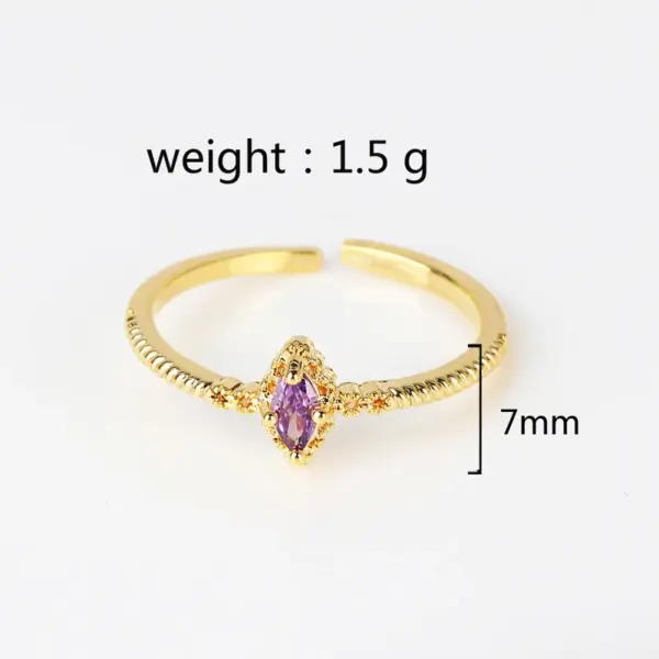 Wholesale Copper Inlay Heart Shape Petal Zircon Open Rings