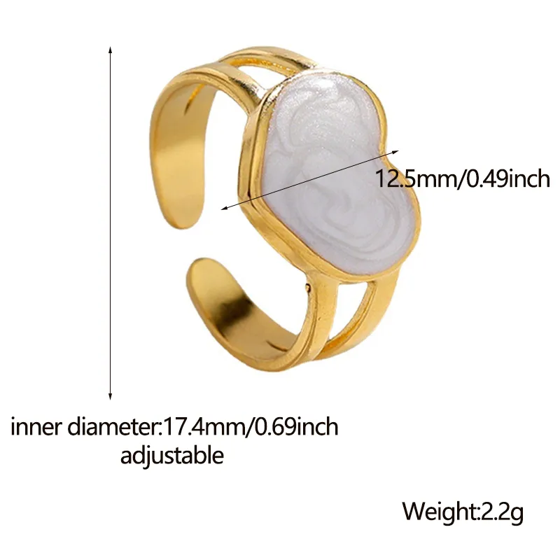 Wholesale PVD Coated Real Gold Plated Heart Shape Stainless Steel Fashion Waterproof Non Tarnish Open Ring