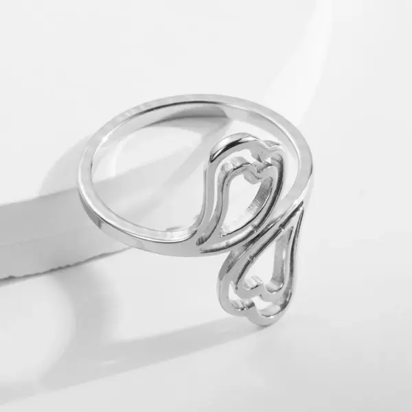 PVD Coated Real Gold Plated 14K Gold Hand Heart Shape Wings 304 Stainless Steel Retro Roman Style Waterproof Non Tarnish Open Rings