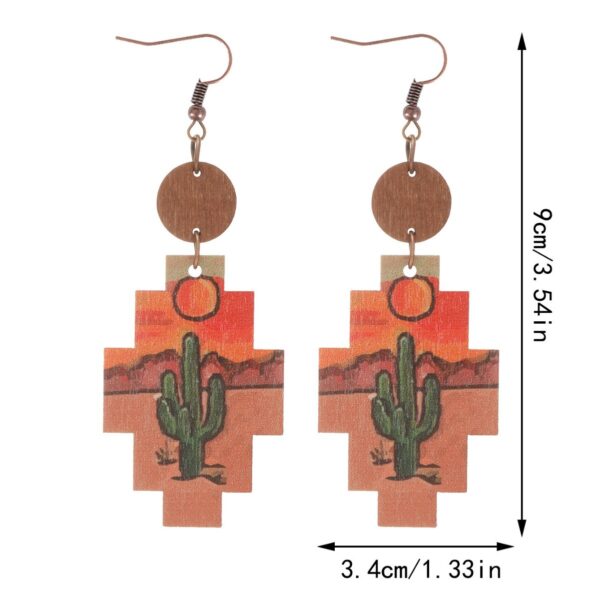 oly-9aeff795742e08f1dee189203b71e66c Wholesale Western style cactus suower earrings wooden earrings