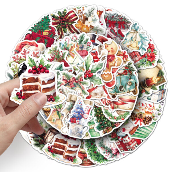 Wholesale 50 Christmas Retro Watercolor Stickers