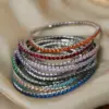 304 Stainless Steel Colorful PVD Coated Zircon 18K Gold Plated Real Gold Plated Simple Style Waterproof Non Tarnish Plating Inlay White Blue Gold Bracelets