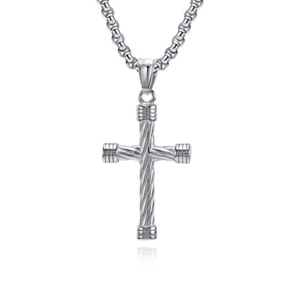 oly-9af73f2b41e65a86067dc695f737dc9f Wholesale Twist Titanium Cross Necklace Men's Personalized Hip Hop Punk Stainless Steel Cross Pendant
