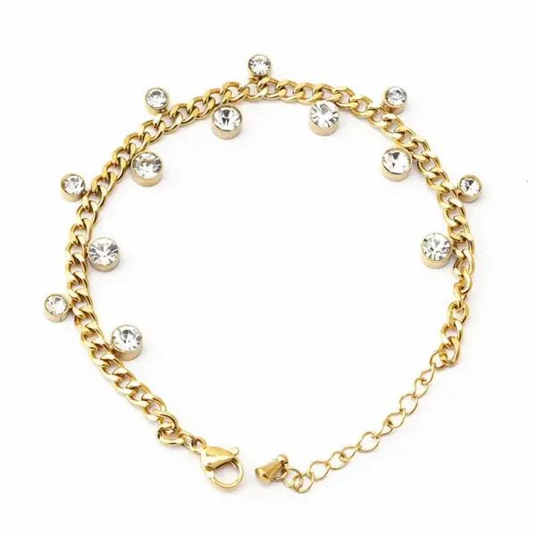 Wholesale Fashion Geometric Titanium Steel Inlaid Zircon Bracelets