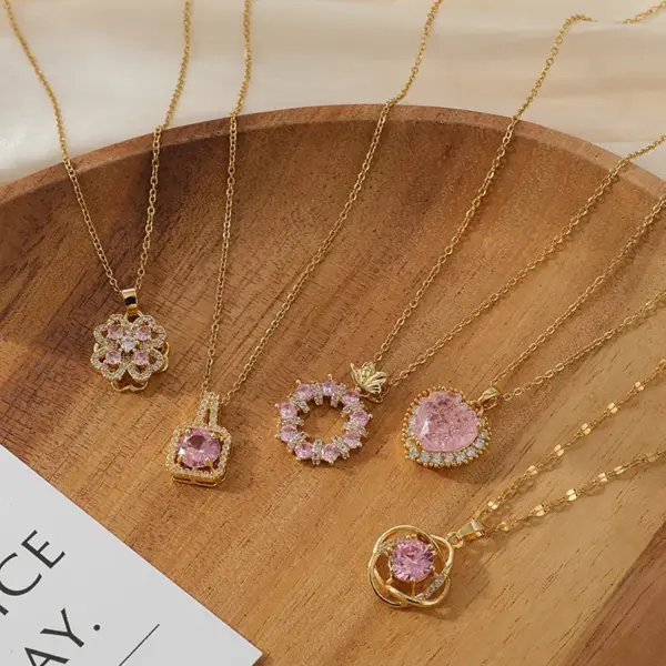 Titanium Steel Copper Vintage Style Tassel Plating Inlay Heart Shape Flower Bow Knot Zircon Pendant Necklace