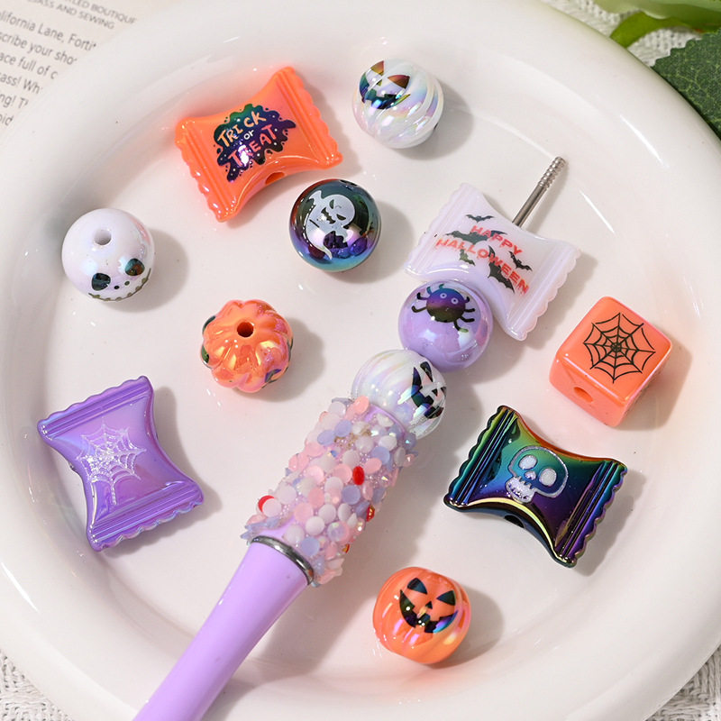 Wholesale acrylic printed beads with straight holes