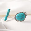 Wholesale Cross-Border Wish Hot-Selling Hand Jewelry Retro Bohemian Style Large Turquoise 2-Piece Set Ring Factory Direct Sale
