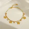 Wholesale Beach Sweet Artistic Star Flower Butterfly 304 Stainless Steel 18K Gold Plated Zircon Bracelets In Bulk