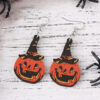 Wholesale Cross-Border New Halloween Gothic Style Ghost Face Pumpkin Witch Hat Witch Boots Pendant Earrings Wooden Double-Sided Earrings