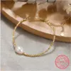 1 Piece 925 Sterling Silver Baroque Pearl Handmade Small Silver Block 14K Gold Plated Rhodium Plated Broken Silver Bracelets