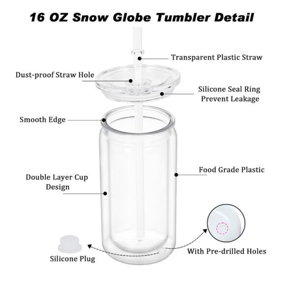 Wholesale 16oz Double Layer Mason Jar Sublimation Plastic Cup Sniffer Cup Water Cup Printed Milk Cup