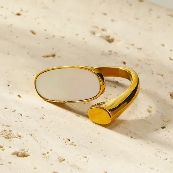 Wholesale Ion Plating (IP) 18K Gold Plated Geometric Rectangle 304 Stainless Steel Lady Novelty Streetwear Waterproof Non Tarnish Open Rings
