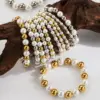 Wholesale Basic Commute Solid Color 304 Stainless Steel Artificial Pearl 18K Gold Plated Artificial Pearls Bracelets In Bulk