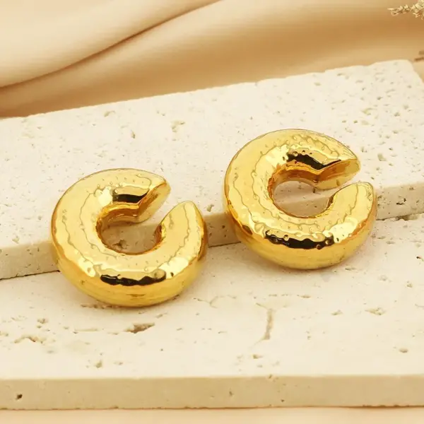 Wholesale 304 Stainless Steel U Shape Geometric PVD Coated 18K Real Gold Plated Vintage Style Waterproof Non Tarnish Plating Ear Cuffs