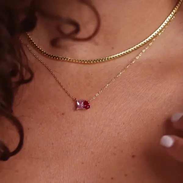 Wholesale Copper Square Oval Horse Eye Vacuum Plating Zircon 16K Gold Plated Casual Simple Style Commute Inlay Regular Chain Pendant Necklace Necklace Choker