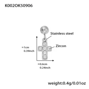 K002-Steel Color Cross Zircon Pendant