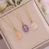 Wholesale Fashion Cross Stainless Steel Natural Stone Plating Pendant Necklace