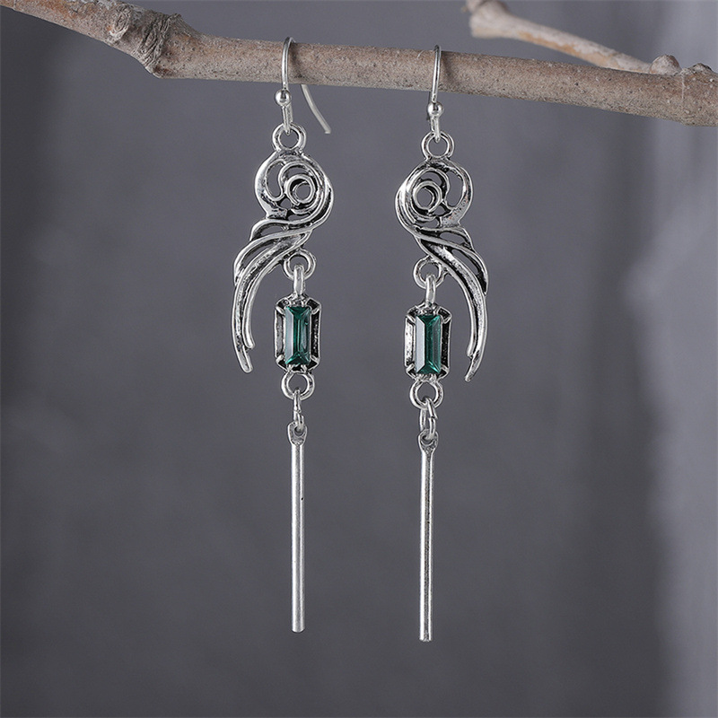 Wholesale gradient blue-green square zircon earrings