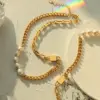 Wholesale PVD Coated Real Gold Plated 18K Gold Geometric 304 Stainless Steel Fashion Waterproof Non Tarnish 304 Stainless Steel Necklace