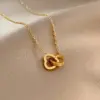 201 Stainless Steel 304 Stainless Steel Heart Shape Ion Plating (IP) Stone-Free 18K Gold Plated Simple Style Waterproof Non Tarnish Regular Chain Silver Pendant Necklace