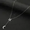 PVD Coated 18K Gold Real Gold Plated Star Moon 201 Stainless Steel Modern Style Simple Style Waterproof Non Tarnish 201 Stainless Steel Pendant Necklace