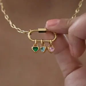 Wholesale 18K Gold Plated Stainless Steel Oval Heart Shaped Link Clasp DIY Adjustable Chain Necklace For Men And Women Suitable For All Seasons