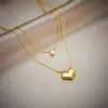 Wholesale Jewelry Basic Heart Shape 304 Stainless Steel Rhinestones 18K Gold Plated Gold Plated Stainless Steel Necklaces