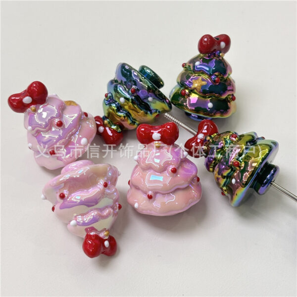 Wholesale Through-hole acrylic electroplated Christmas tree beads