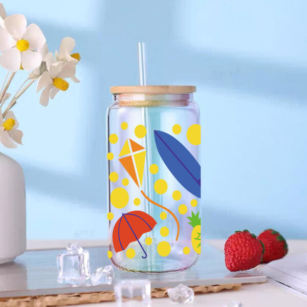 Wholesale Uv Transfer Sticker Glass Cup Crystal Label Crystal Sticker Cross-Border Exclusive for 16oz Glass Cup Special Sticker 23Cmx11Cm