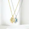 Wholesale Jewelry Classic Style Sun Moon Copper Zircon Pendant Necklace