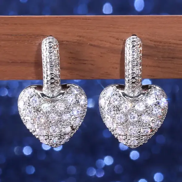 Wholesale Geometric Diamond Copper Artificial Gemstones Earrings