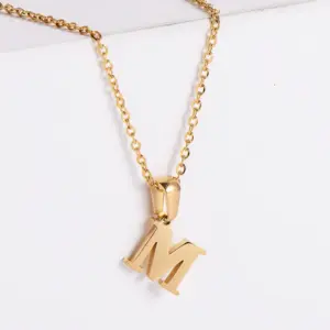 PVD Coated 18K Gold Plated Letter 304 Stainless Steel Simple Style Waterproof Non Tarnish Pendant Necklace