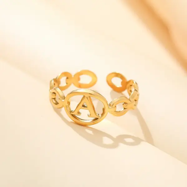 Wholesale Jewelry Casual Basic Simple Style Geometric Letter 304 Stainless Steel 18K Gold Plated Plating Rings