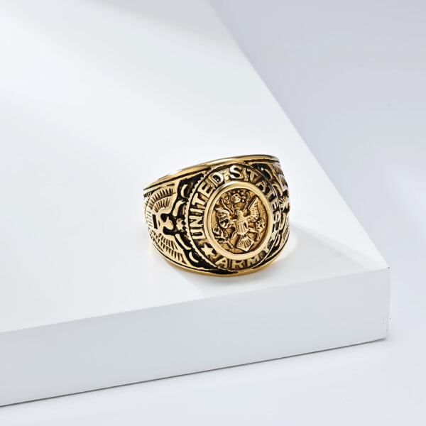 oly-9b4109c36d6a084fd69d0ad729ef22b7 Wholesale Retro American National Emblem Condor Eagle Titanium Steel Ring Army Marine Corps White Head Sea Eagle Stainless Steel Ring