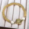 Wholesale Copper 18K Gold Plated Elegant Vintage Style Lady Plating Inlay Round Artificial Pearls Bracelets