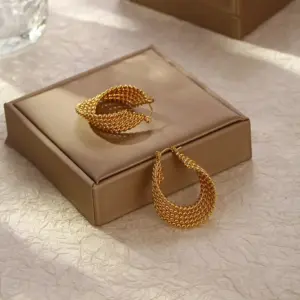 Wholesale 201 Stainless Steel Geometric Electroplated 18K Real Gold Plated Retro Waterproof Non Tarnish Plating Earrings