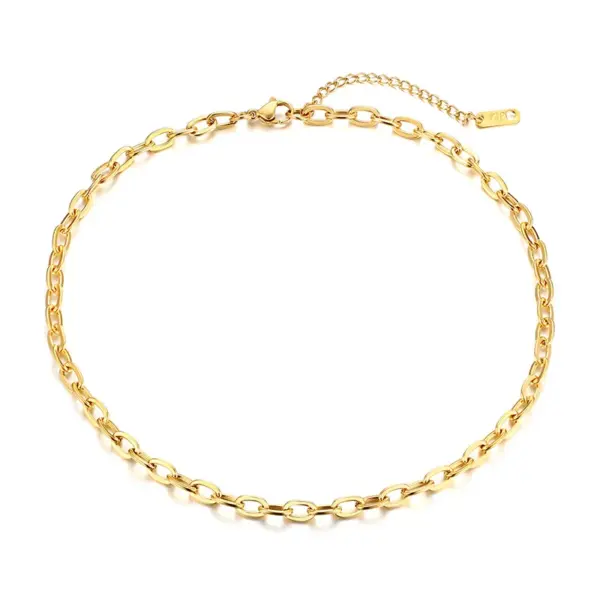201 Stainless Steel Solid Color PVD Coated 18K Gold Plated Real Gold Plated Simple Style Waterproof Non Tarnish Patchwork Cable Chain Necklace