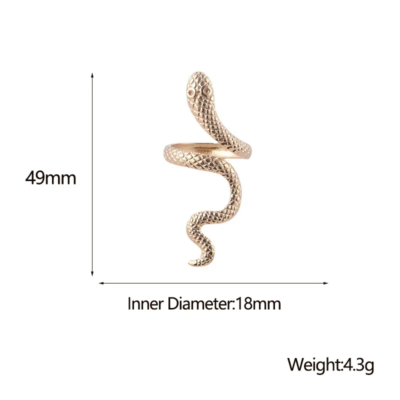 Wholesale PVD Coated Real Gold Plated Snake Stainless Steel Exaerated Waterproof Non Tarnish Rings