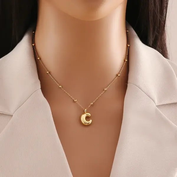 Wholesale Simple Style Letter Stainless Steel Copper Plating 18K Gold Plated Pendant Necklace