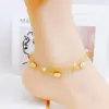 Wholesale Jewelry Casual Cute Beach Shell Fish 304 Stainless Steel Acrylic Imitation Pearl Zircon 18K Gold Plated Plating Inlay Anklet
