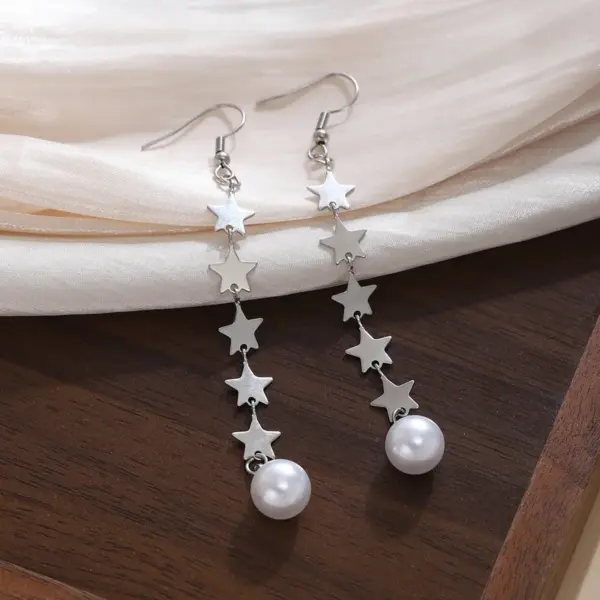 304 Stainless Steel ABS Star PVD Coated Stone-Free 18K Gold Plated Casual Cute Preppy Style Handmade Chain Bracelets Earrings Necklace