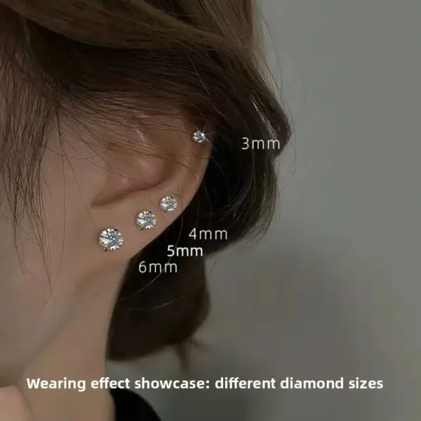 Geometric Pattern F136 Titanium Alloy Stud Earrings Four Prong Inlaid 5A Zircon Screw-in Lip Bone Stud Earrings Eye Tweezer Jewelry Replacement Head