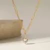 Wholesale 304 Stainless Steel Plated With 18K Real Gold Vacuum Electroplating (In Furnace) Gold Women's Suitable Geometric Zircon Necklace