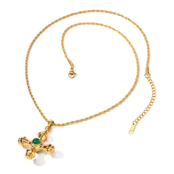 Wholesale PVD Coated Real Gold Plated Cross Stainless Steel IG Style Waterproof Non Tarnish 304 Stainless Steel Pendant Necklace
