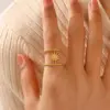Wholesale PVD Coated 18K Gold Plated Star 304 Stainless Steel IG Style Waterproof Non Tarnish Open Ring