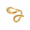 PVD Coated 18K Gold Plated Irregular 304 Stainless Steel Hip-Hop Retro Waterproof Non Tarnish Open Rings